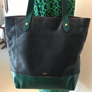 Lauren by Ralph Lauren Navy and Green Leather Bag